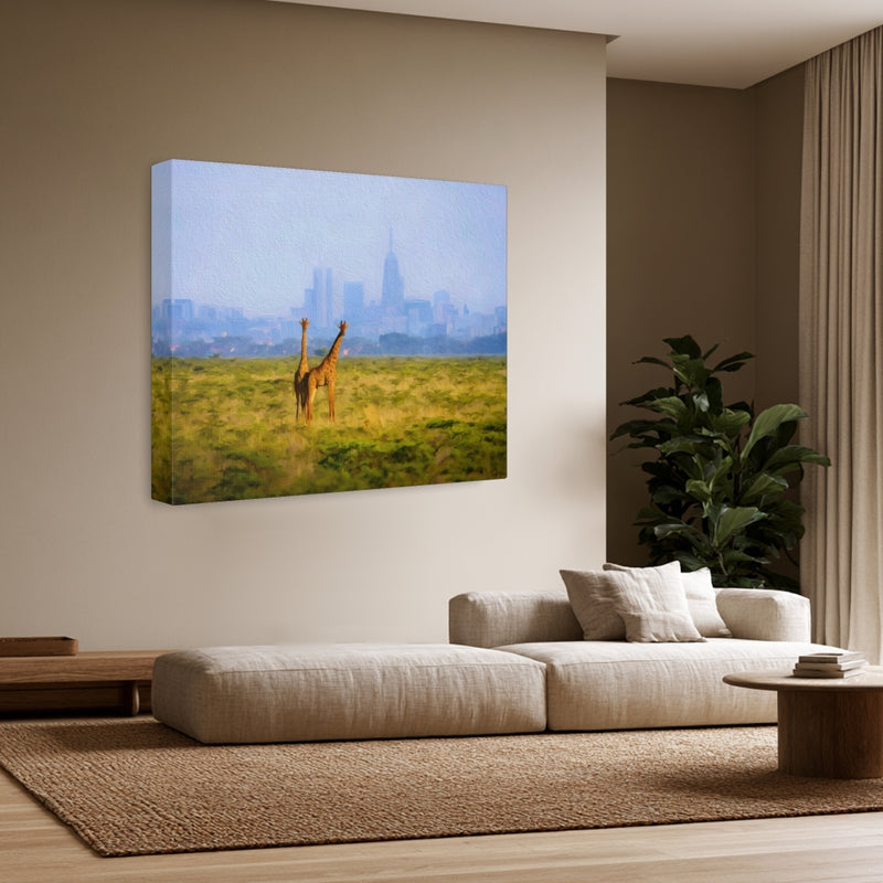 Giraffes Against The Nairobi Skyline — Nairobi, Kenya, view 3