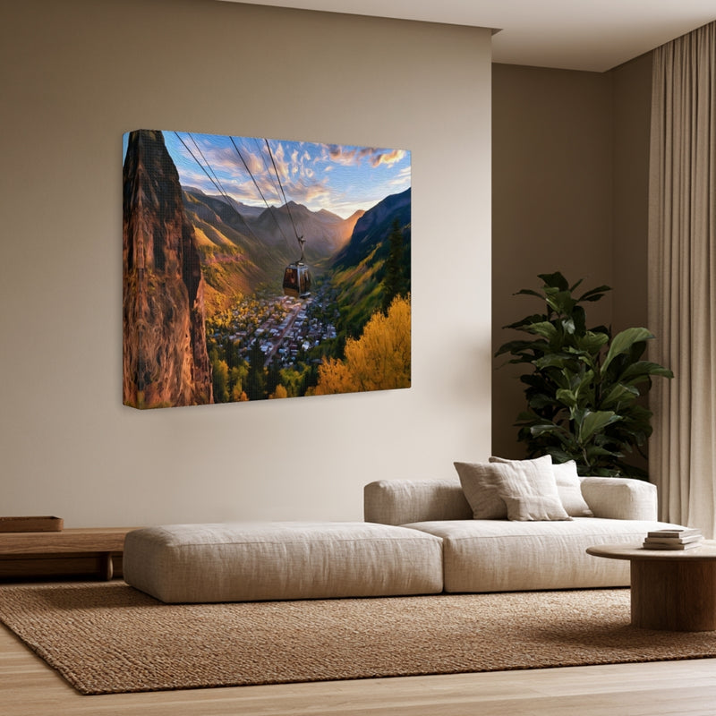 Gondola Over Mountain Town — Telluride, Colorado, view 3