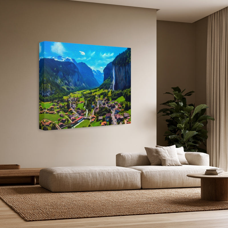 Staubbach Falls & Valley Village — Lauterbrunnen, Switzerland, view 3
