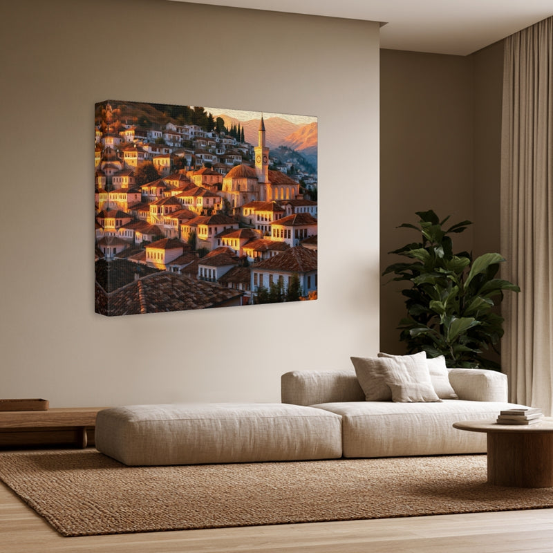 Berat, Albania | Berat Old Town Clock Tower | Original Series Gallery Canvas