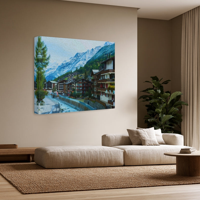 Alpine Village Mountain Stream — Zermatt, Switzerland, view 3