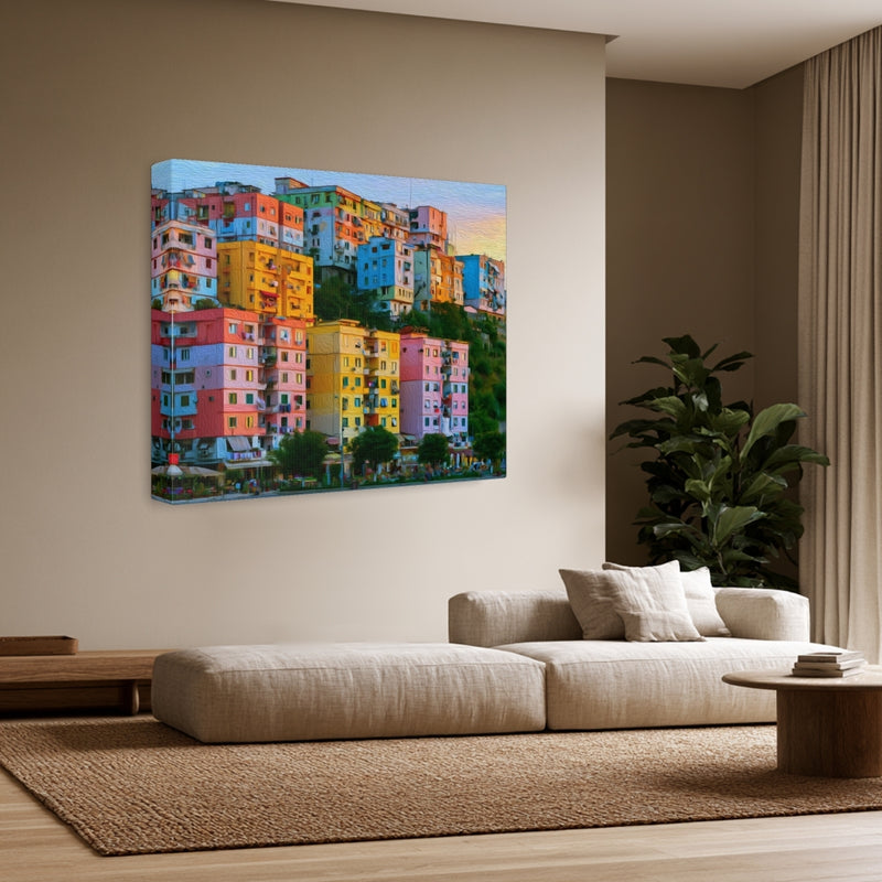 Colorful Hillside Apartment Blocks — Tirana, Albania, view 3