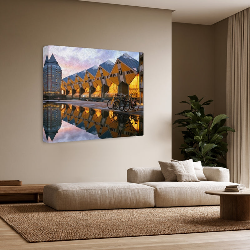 Cube Houses Canal Reflection — Rotterdam, Netherlands, view 3