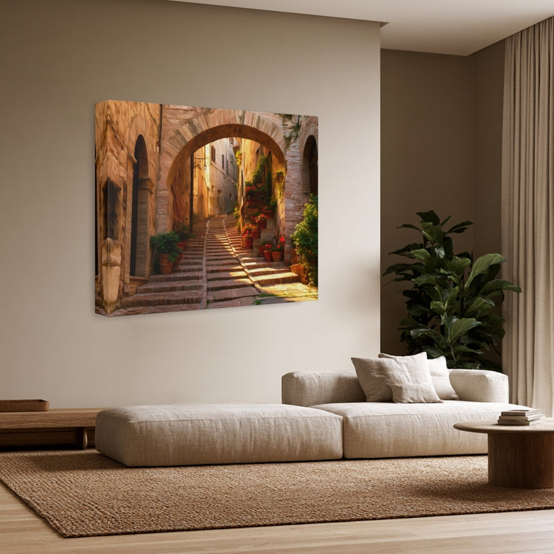 Spello Stone Archway Staircase — Spello, Italy, view 3