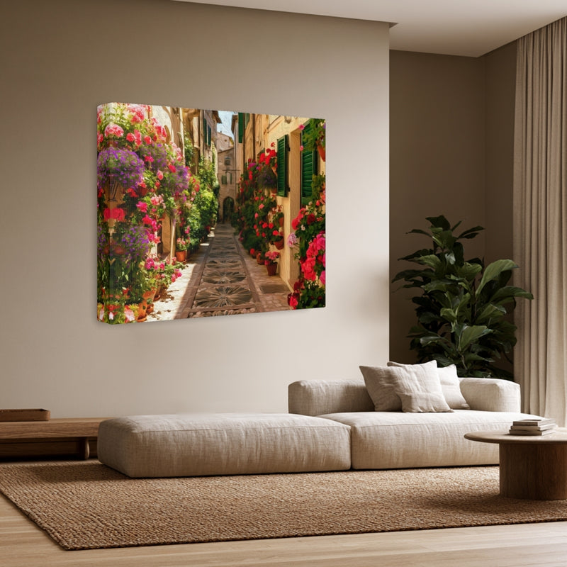 Spello Flower-Lined Medieval Alley — Spello, Italy, view 3