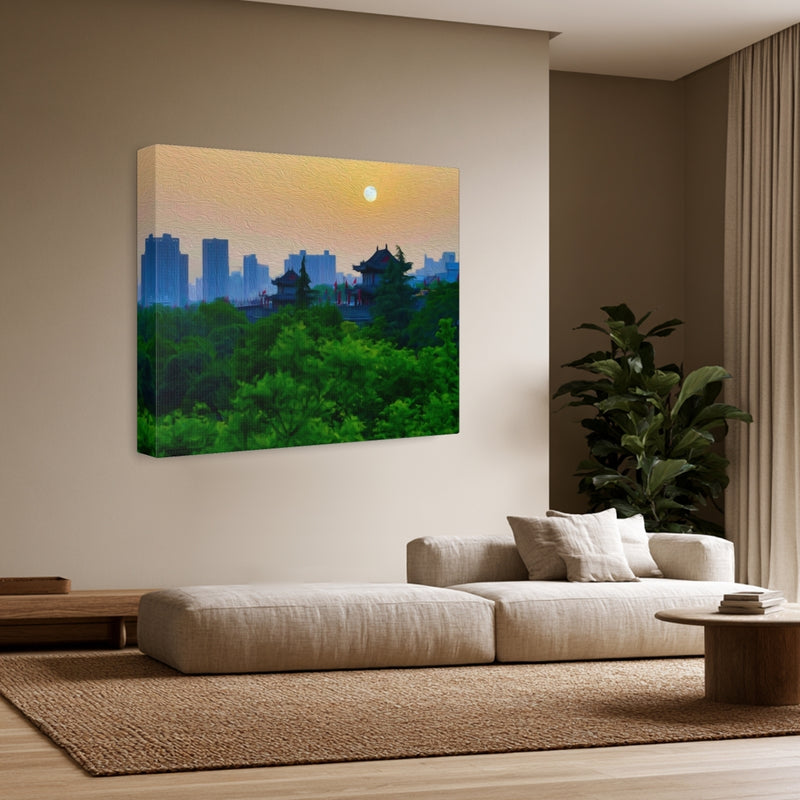 Ancient City Wall Pavilions At Sunrise — Xi'an, China, view 3