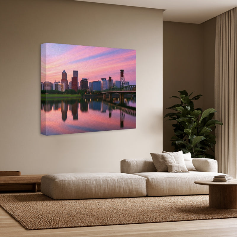 Portland Riverfront Skyline Sunset — Portland, Oregon, view 3
