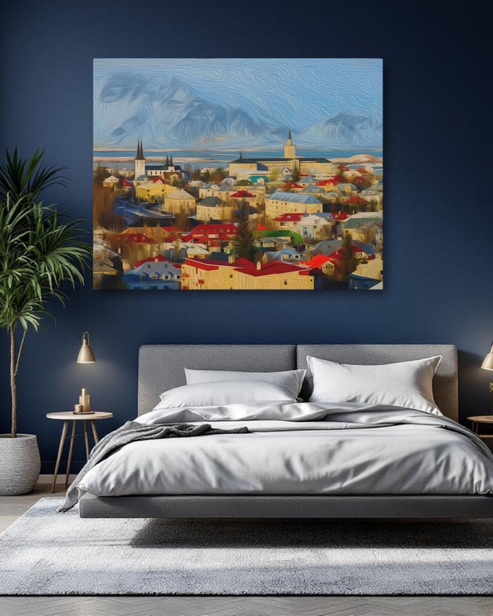 Reykjavik, Iceland | Colorful Arctic Capital Cityscape | Original Series Gallery Canvas detail