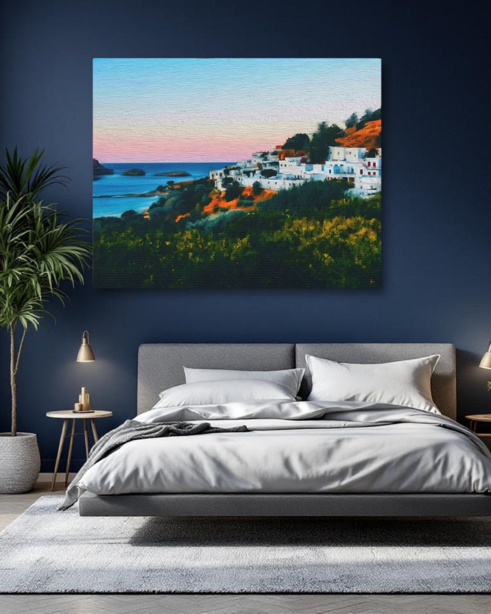 Rhodes, Greece | Lindos Village Coastal Sunset | Original Series Gallery Canvas detail