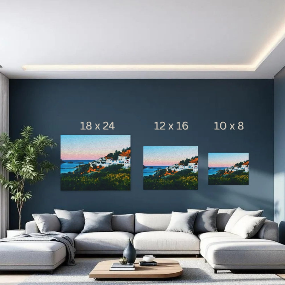 Rhodes, Greece | Lindos Village Coastal Sunset | Original Series Gallery Canvas detail