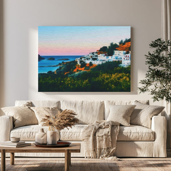 Rhodes, Greece | Lindos Village Coastal Sunset | Original Series Gallery Canvas