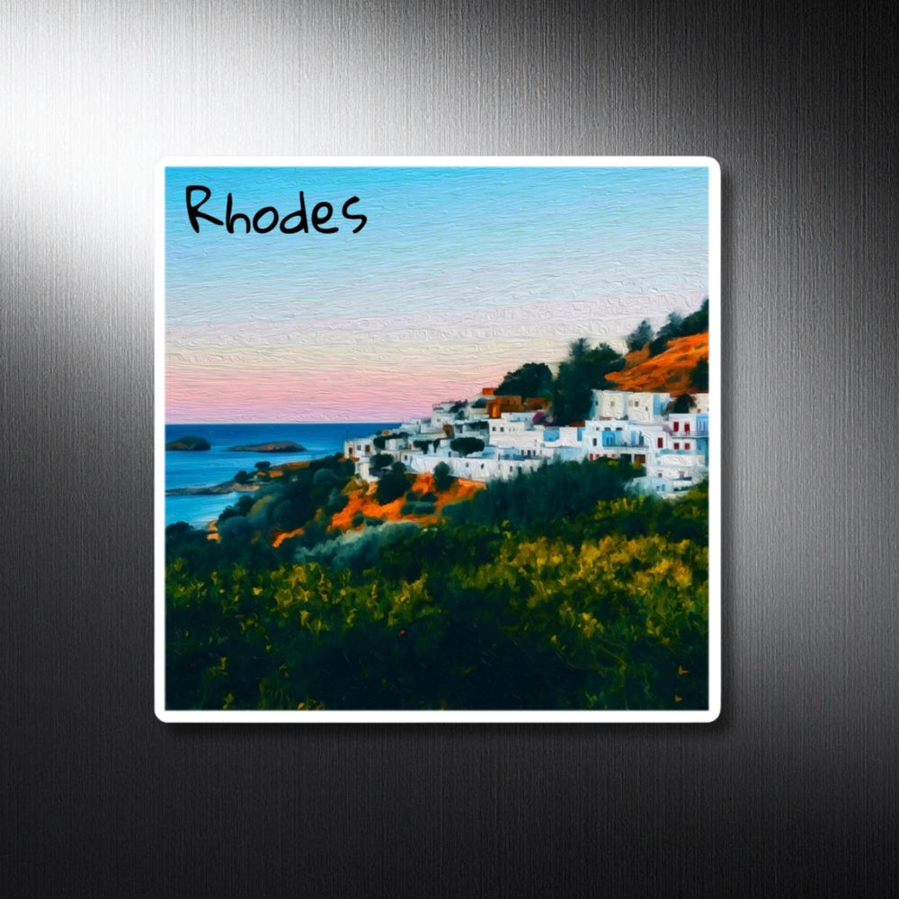 Rhodes, Greece | Lindos Village Coastal Sunset | Original Series Decorative Magnet