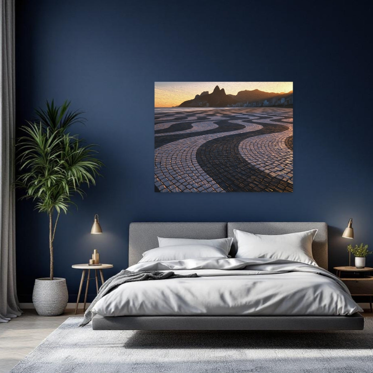 Rio De Janeiro, Brazil | Ipanema Beach Mosaic Promenade Sunset | Original Series Gallery Canvas detail