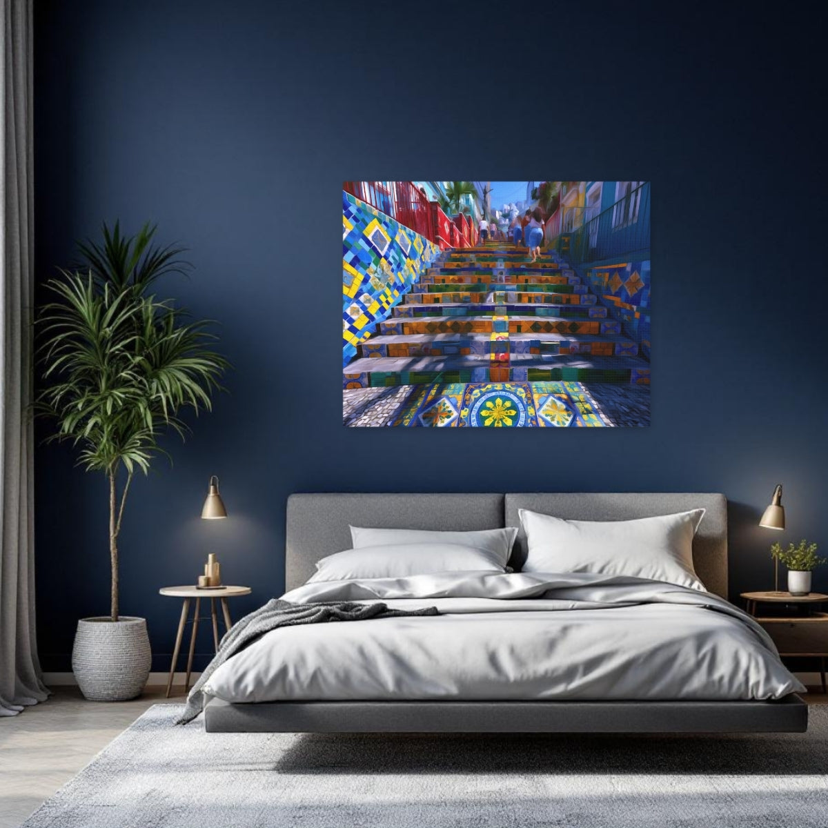 Rio De Janeiro, Brazil | Colorful Mosaic Tiled Staircase | Original Series Gallery Canvas detail