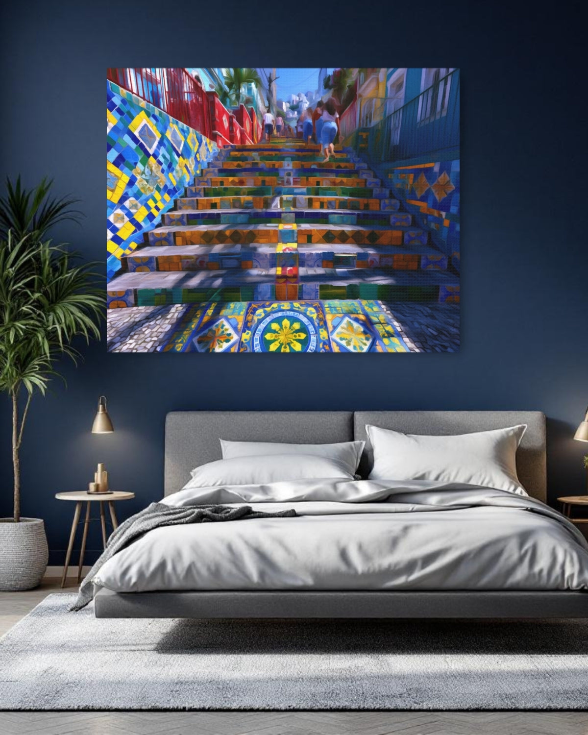 Rio De Janeiro, Brazil | Colorful Mosaic Tiled Staircase | Original Series Gallery Canvas detail