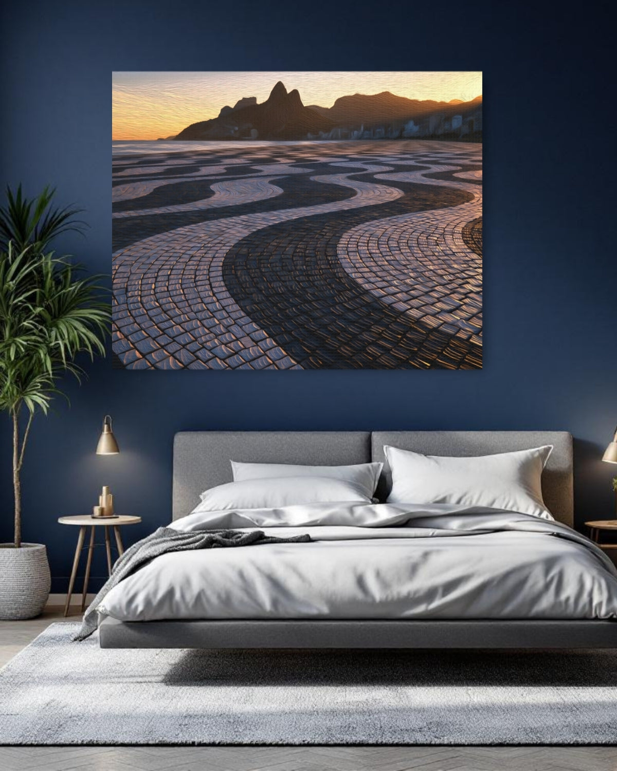 Rio De Janeiro, Brazil | Ipanema Beach Mosaic Promenade Sunset | Original Series Gallery Canvas detail