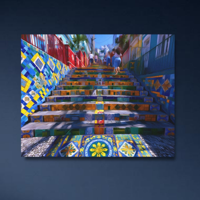 Rio De Janeiro, Brazil | Colorful Mosaic Tiled Staircase | Original Series Gallery Canvas