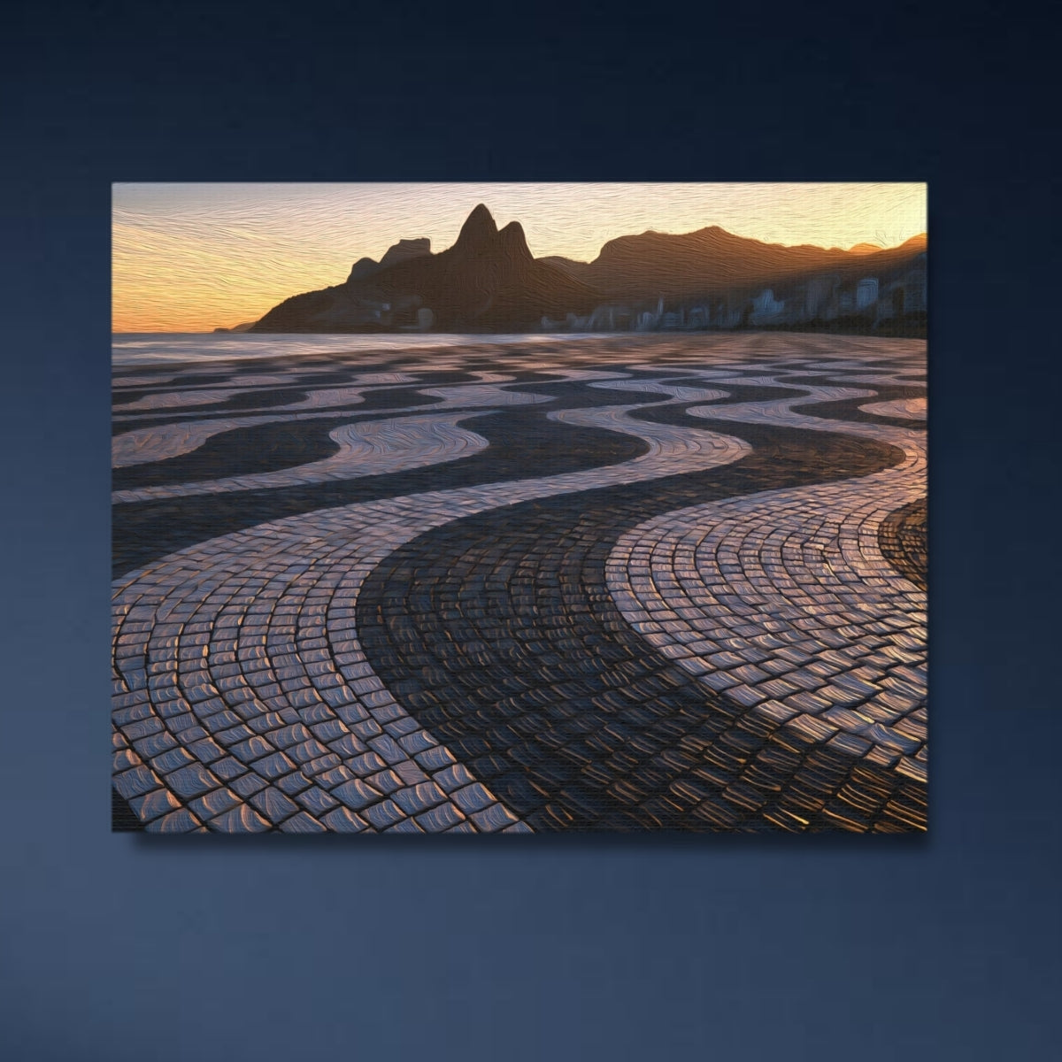 Rio De Janeiro, Brazil | Ipanema Beach Mosaic Promenade Sunset | Original Series Gallery Canvas close-up detail