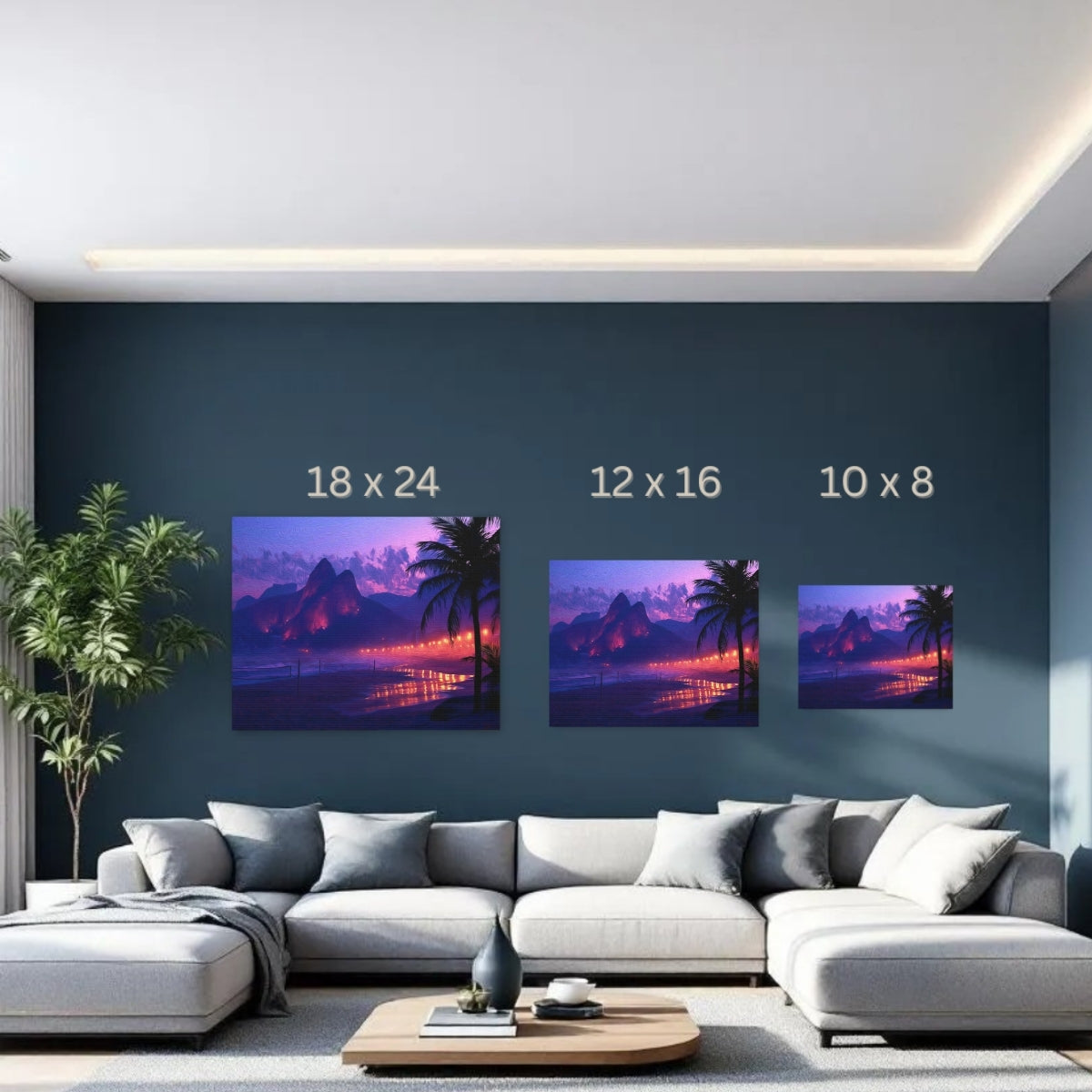 Rio De Janeiro, Brazil | Ipanema Beach Dois Irmaos Twilight | Original Series Gallery Canvas detail