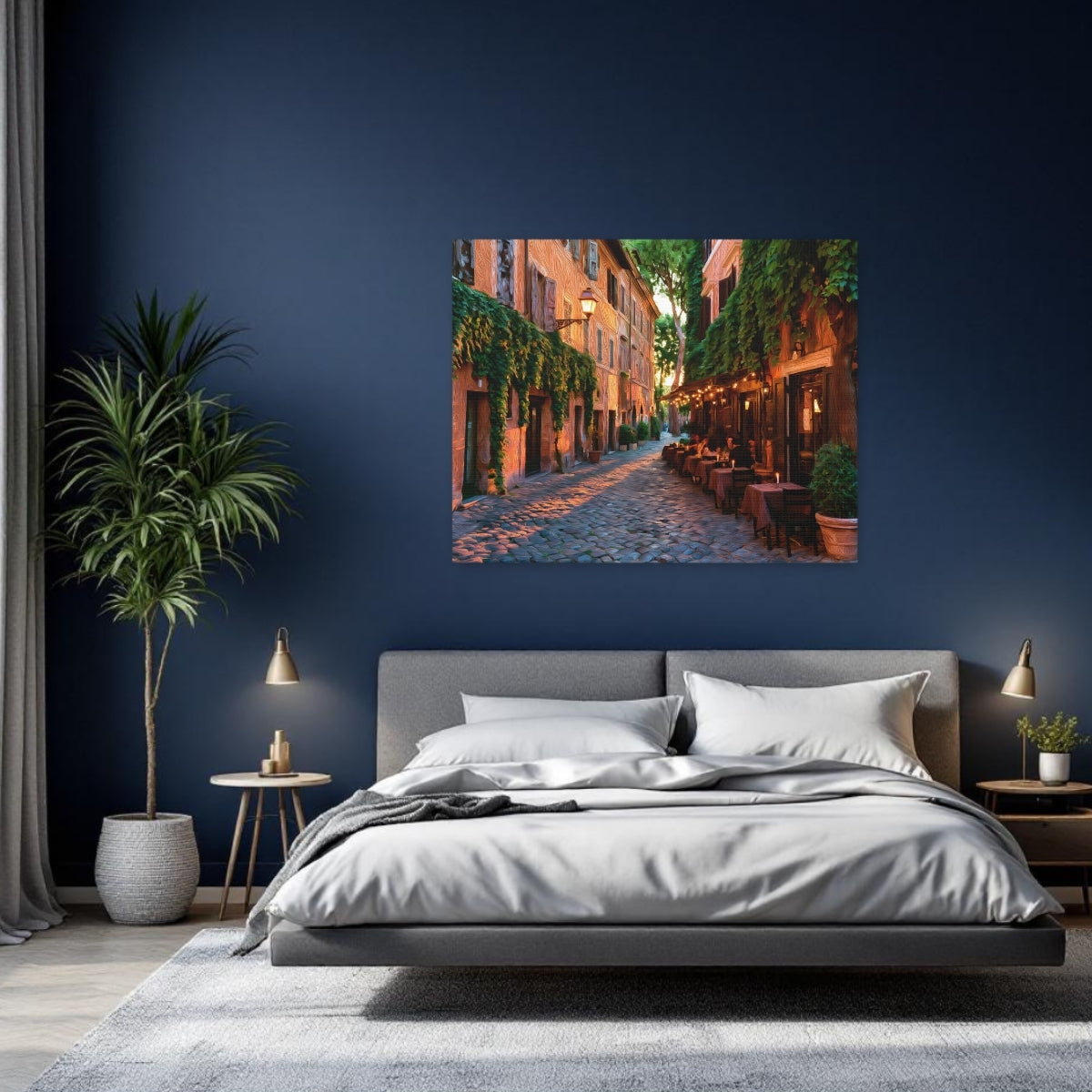 Rome, Italy | Trastevere Cobblestone Alley Rome | Original Series Gallery Canvas detail