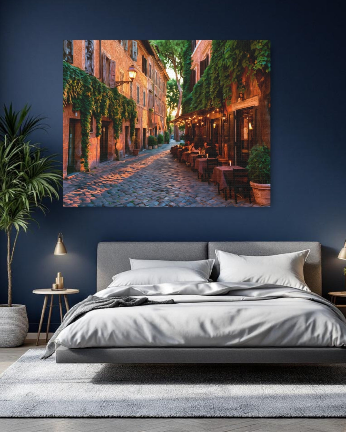 Rome, Italy | Trastevere Cobblestone Alley Rome | Original Series Gallery Canvas detail