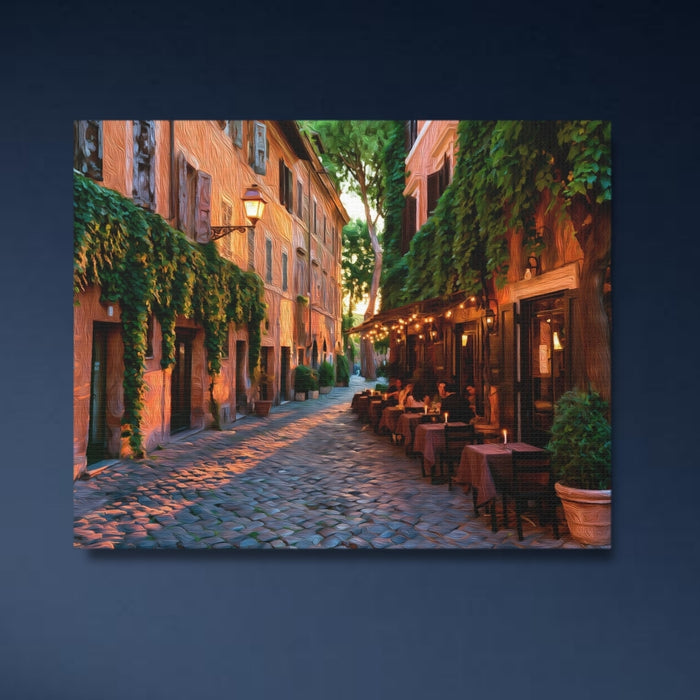 Rome, Italy | Trastevere Cobblestone Alley Rome | Original Series Gallery Canvas