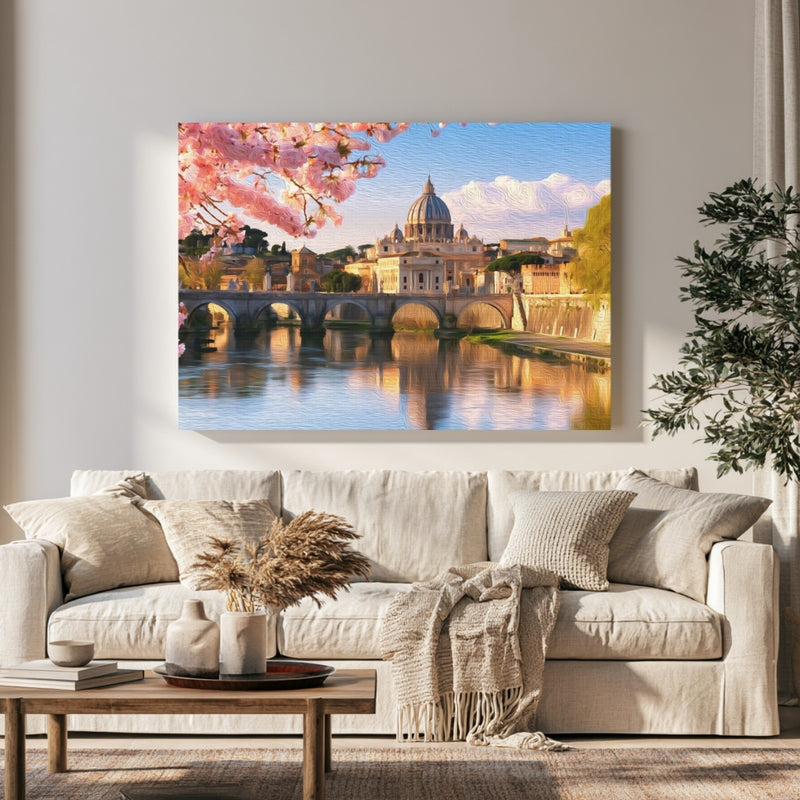 Ponte Sant Angelo Tiber River in a room — Rome, Italy