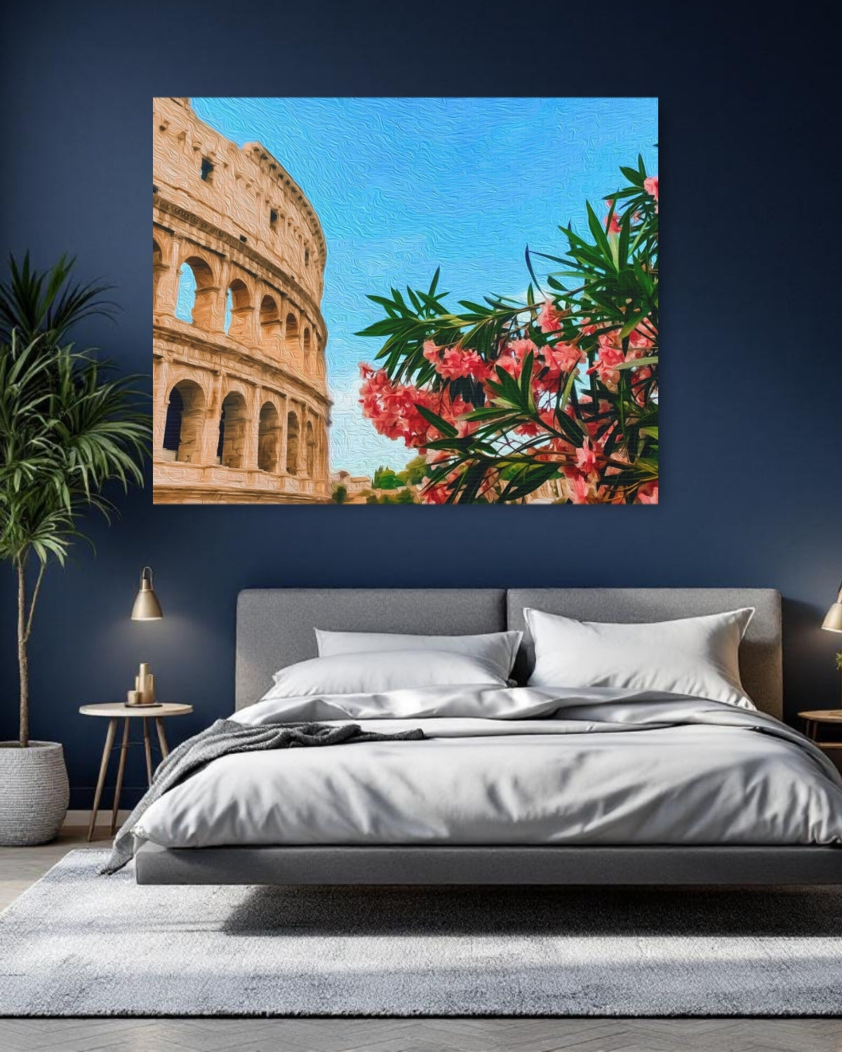Rome | Roman Colosseum with Oleander | Original Series Gallery Canvas detail