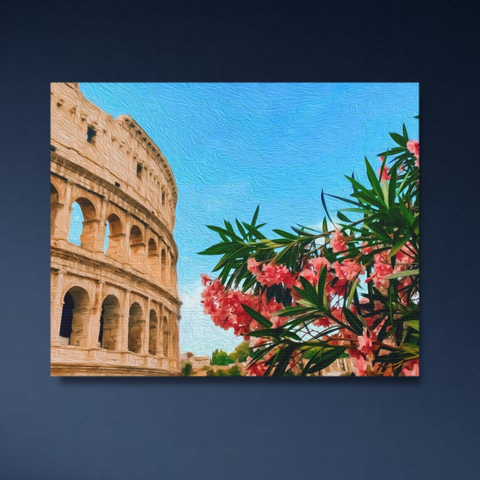 Rome | Roman Colosseum with Oleander | Original Series Gallery Canvas