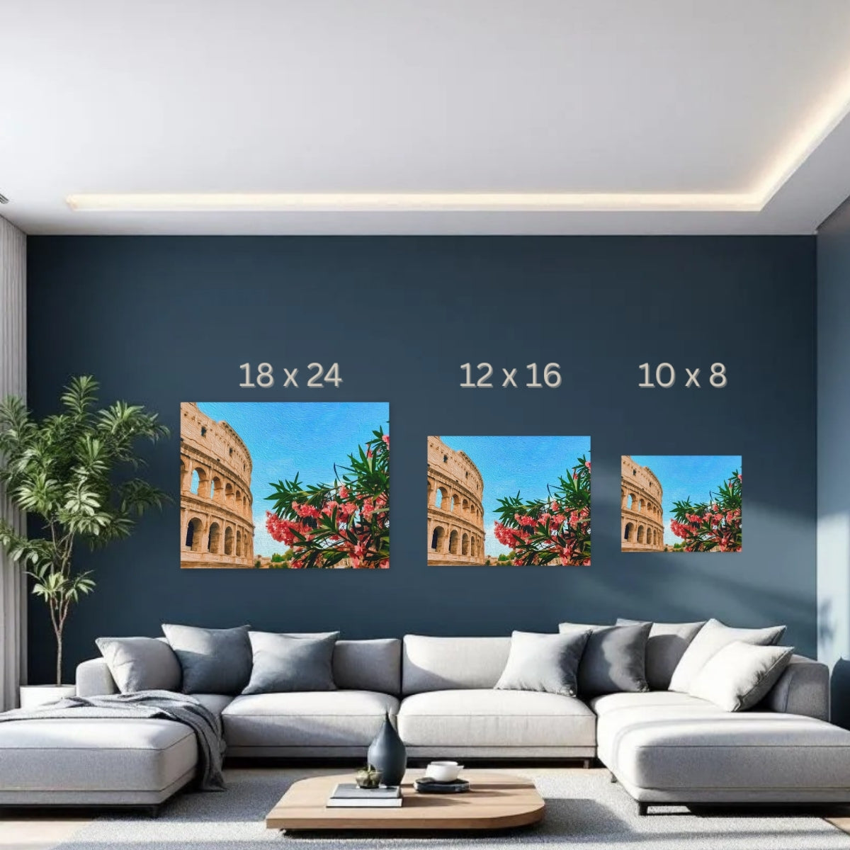 Rome | Roman Colosseum with Oleander | Original Series Gallery Canvas detail
