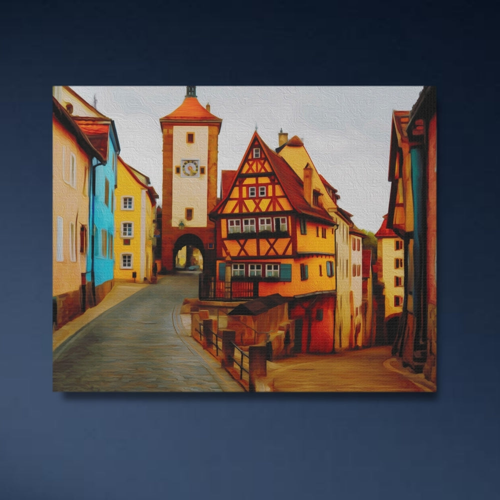 Rothenburg ob der Tauber, Germany | Medieval Old Town Street | Original Series Gallery Canvas detail