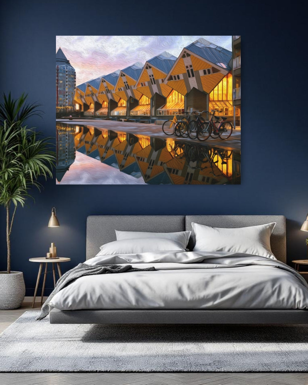 Rotterdam, Netherlands | Cube Houses Canal Reflection | Original Series Gallery Canvas detail
