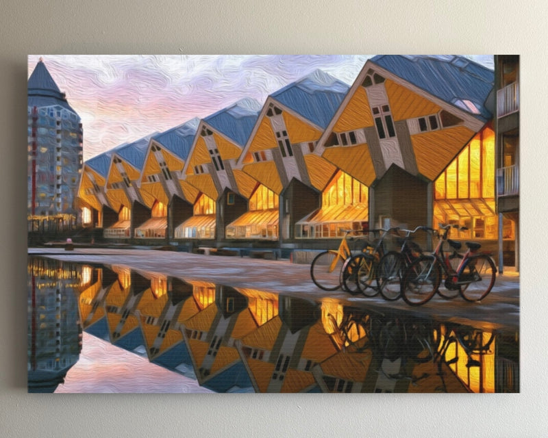 Cube Houses Canal Reflection — Rotterdam, Netherlands
