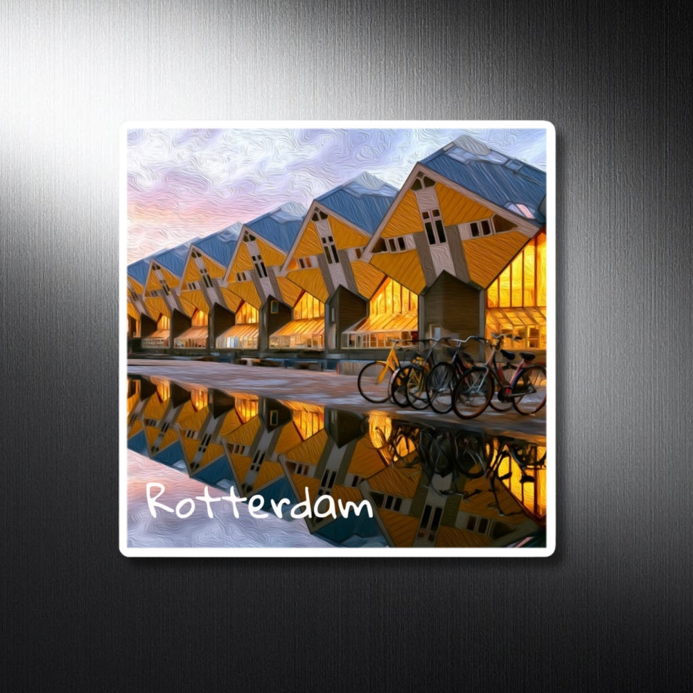 Rotterdam, Netherlands | Cube Houses Canal Reflection | Original Series Decorative Magnet