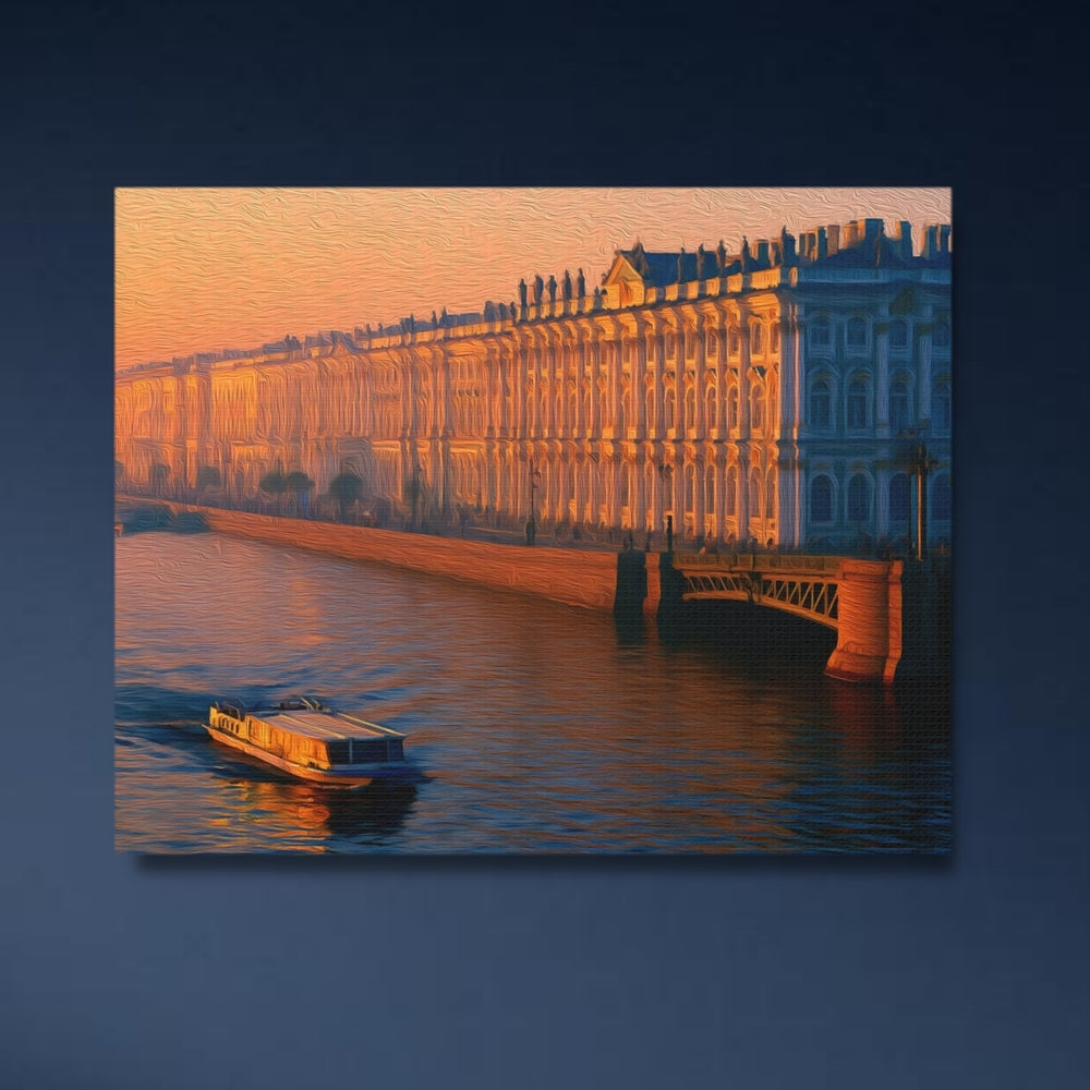 Saint Petersburg, Russia | Neva River Palace Embankment | Original Series Gallery Canvas detail