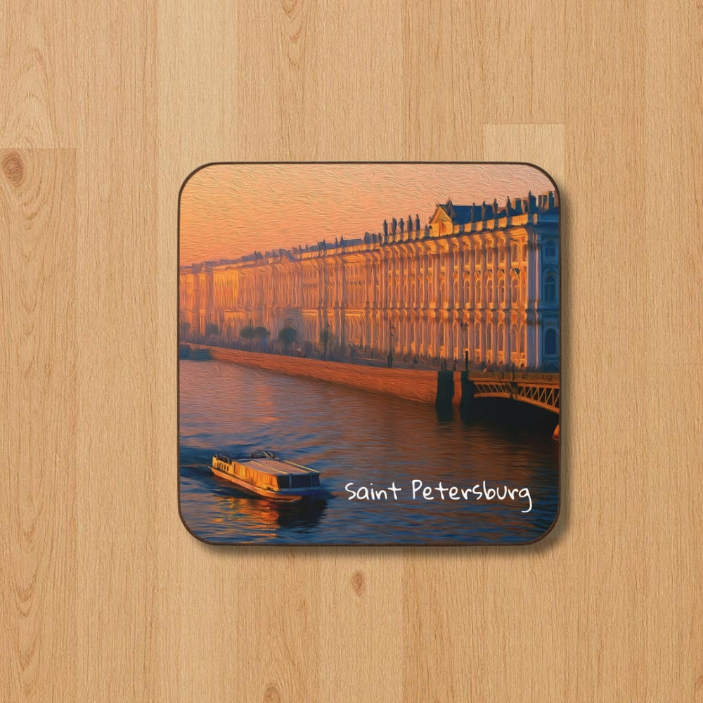Saint Petersburg, Russia | Neva River Palace Embankment | Original Series Hardboard Coaster