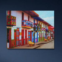 Colorful Colonial Street Scene — close-up thumbnail
