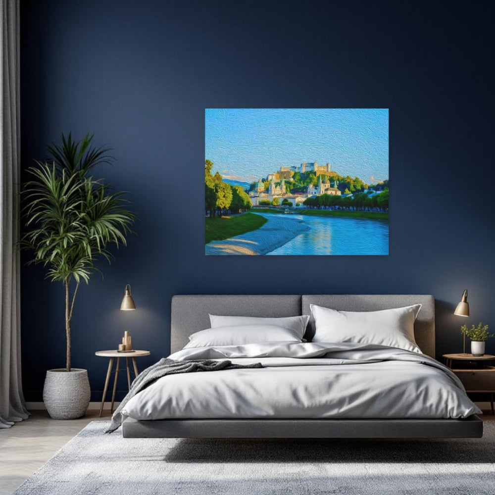 Salzburg, Austria | Salzach River Old Town | Original Series Gallery Canvas detail