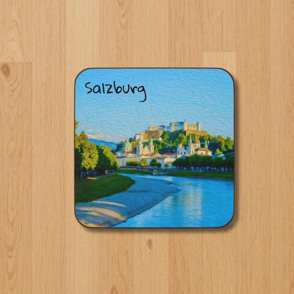 Salzburg, Austria | Salzach River Old Town | Original Series Hardboard Coaster