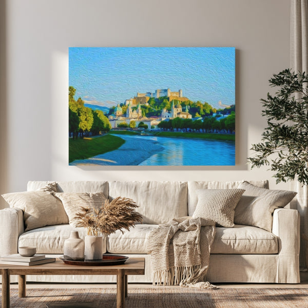 Salzburg, Austria | Salzach River Old Town | Original Series Gallery Canvas
