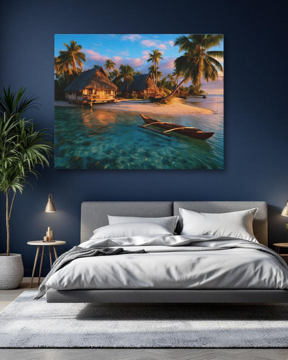 Samoa Islands, Samoa | Tropical Island Beach Bungalows | Original Series Gallery Canvas detail