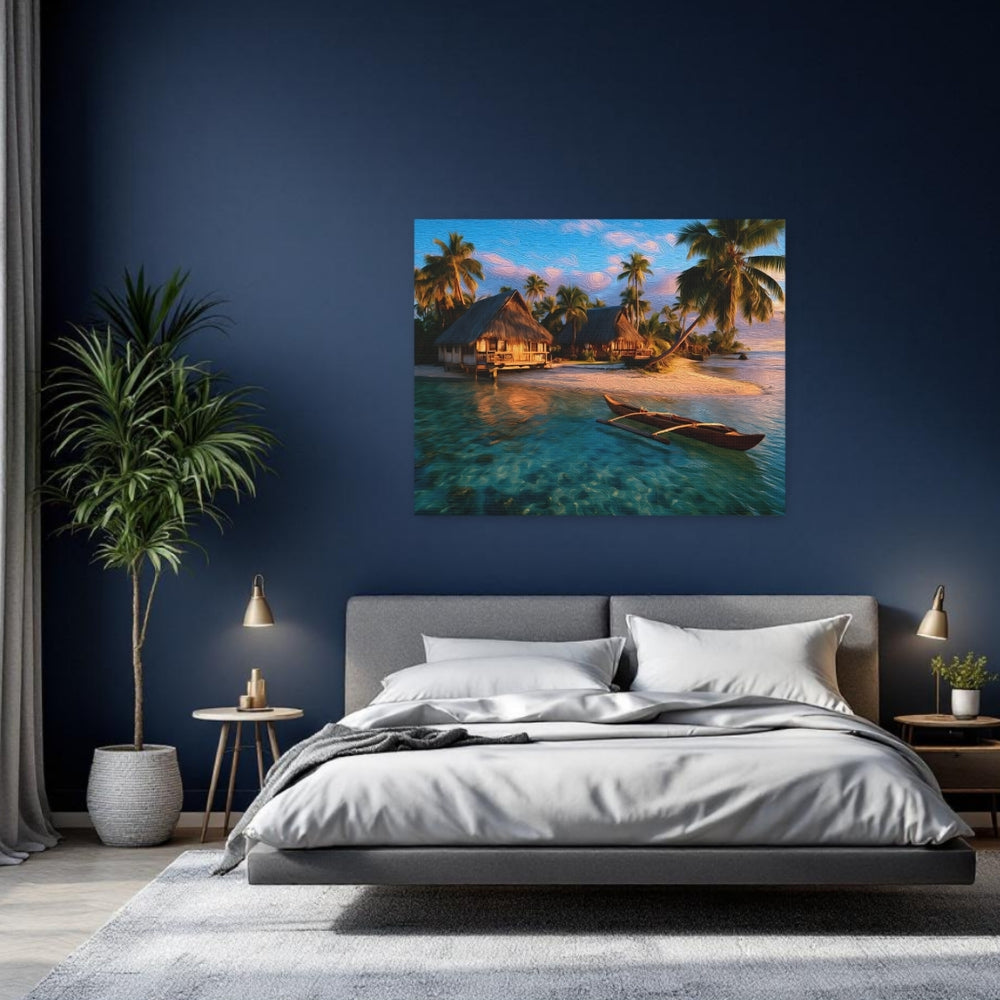 Samoa Islands, Samoa | Tropical Island Beach Bungalows | Original Series Gallery Canvas detail