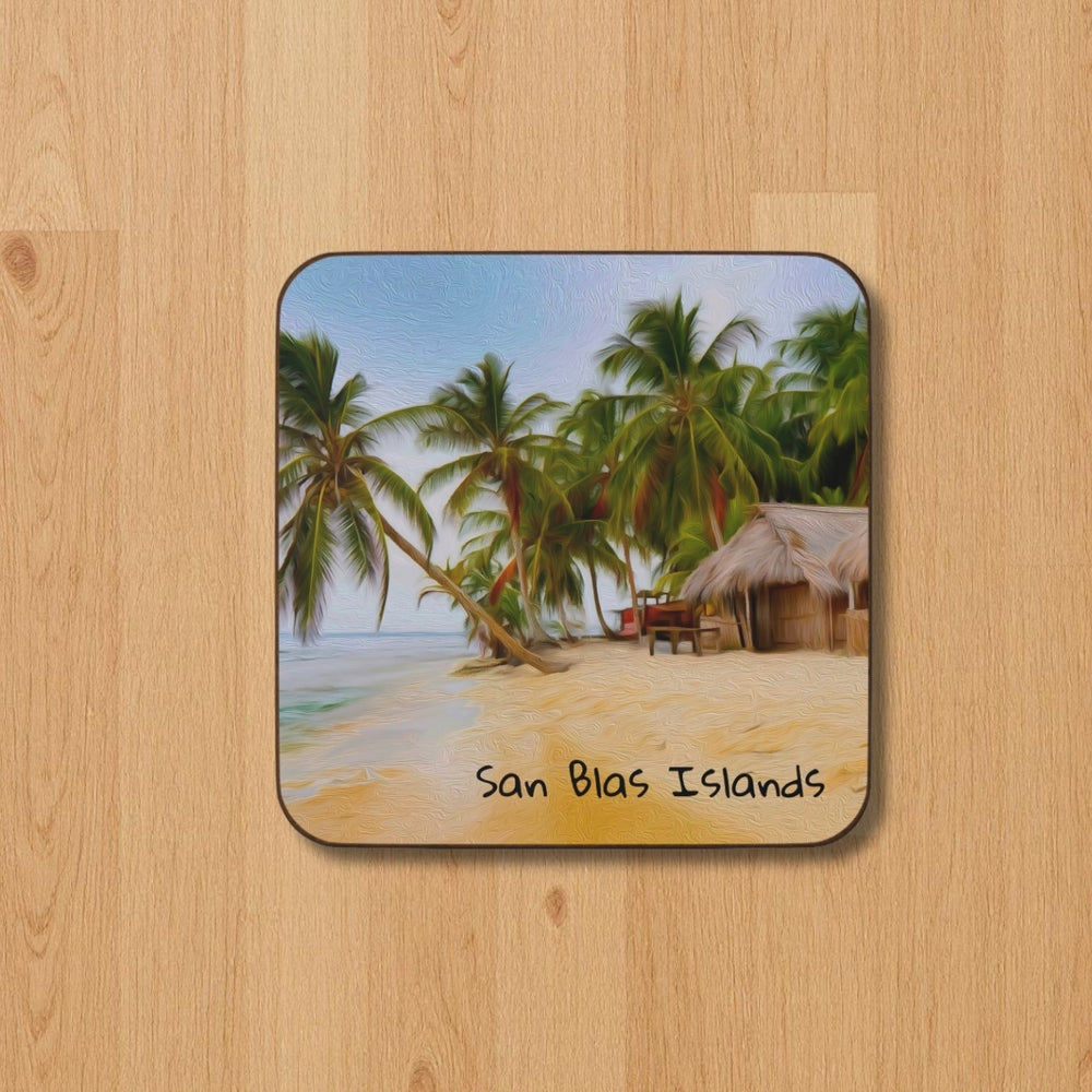 San Blas Islands, Panama | Tropical Island Beach Hut | Original Series Hardboard Coaster