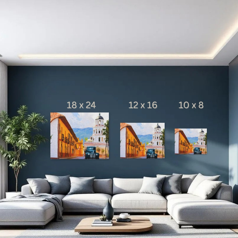 San Cristobal de las Casas, Mexico | Colonial Street Church View | Original Series Gallery Canvas detail