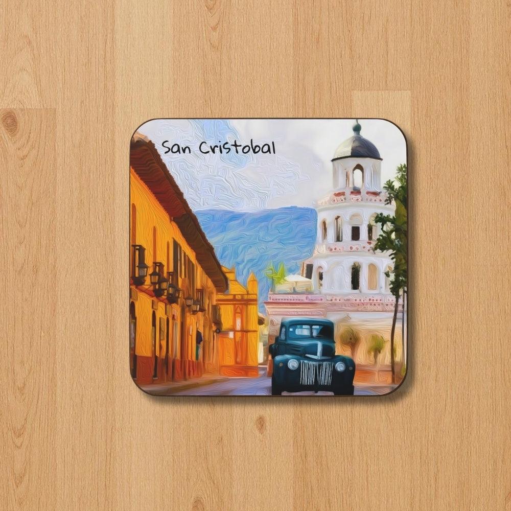 San Cristobal de las Casas, Mexico | Colonial Street Church View | Original Series Hardboard Coaster