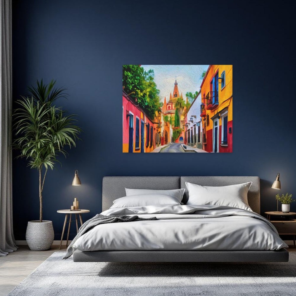 San Miguel de Allende, Mexico | Colonial Street Church View | Original Series Gallery Canvas detail