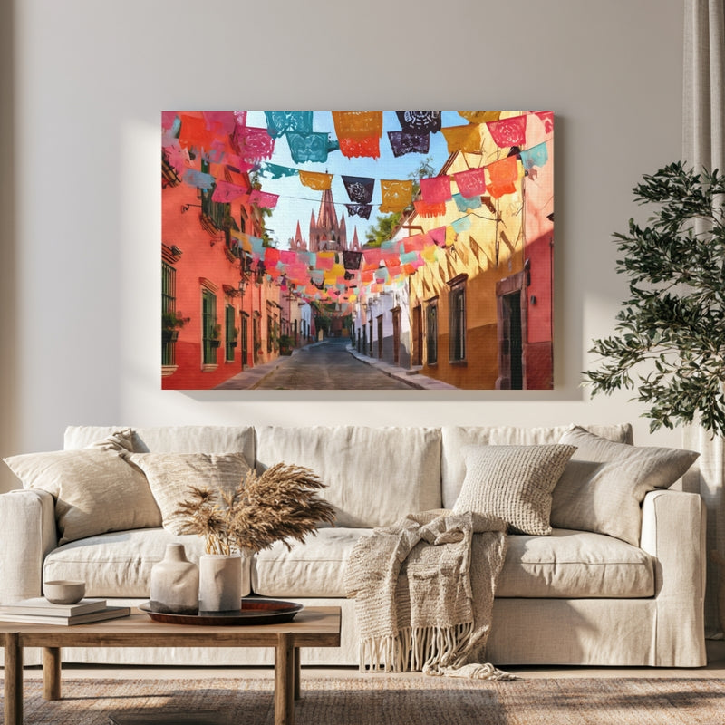 Aldama Street Papel Picado in a room — San Miguel de Allende, Mexico