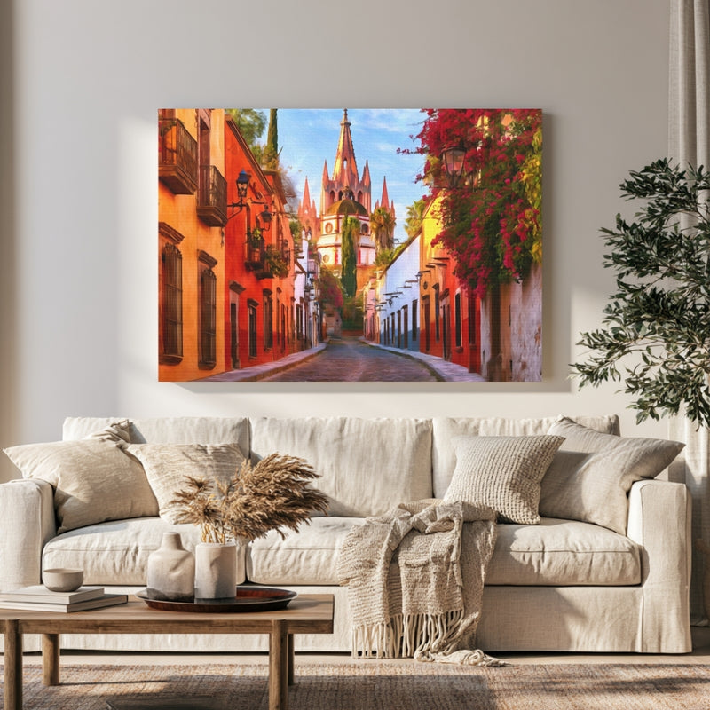 Aldama Street Parish Spires in a room — San Miguel de Allende, Mexico