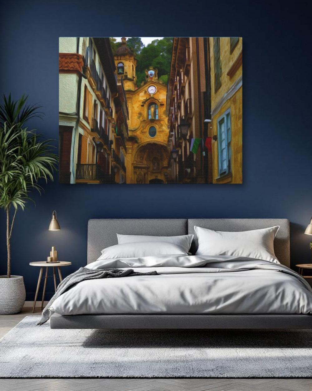 San Sebastian, Spain | Old Town Church Street | Original Series Gallery Canvas detail