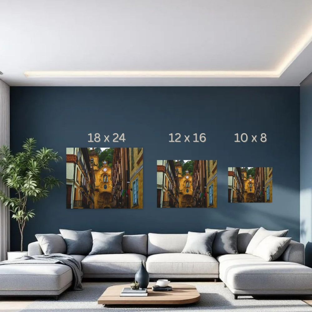 San Sebastian, Spain | Old Town Church Street | Original Series Gallery Canvas detail